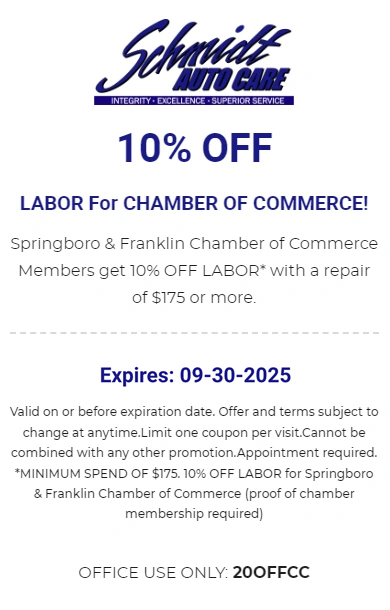 10% OFF LABOR for CHAMBER OF COMMERCE!