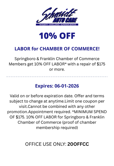 10% OFF LABOR for CHAMBER OF COMMERCE!
